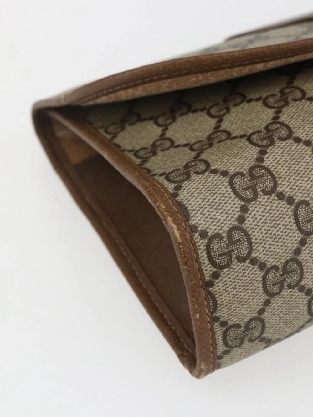 GUCCI GG Supreme Web Sherry Line Clutch Bag PVC Beige Gold 89 01 030 Auth ti3667 - Picture 9 of 16